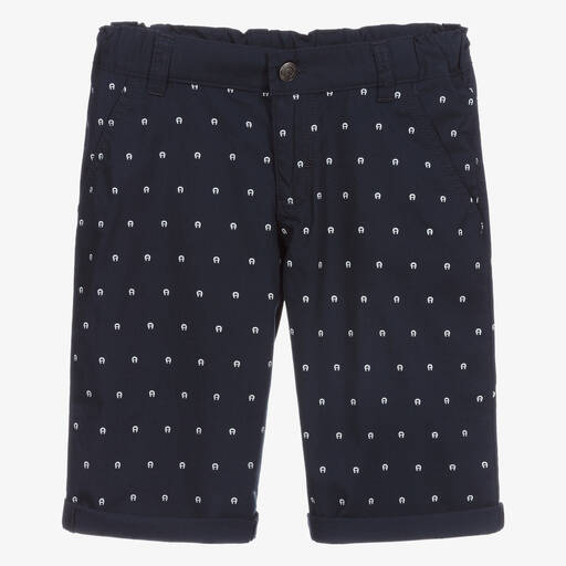 AIGNER-Teen Navy Blue Logo Shorts | Childrensalon Outlet