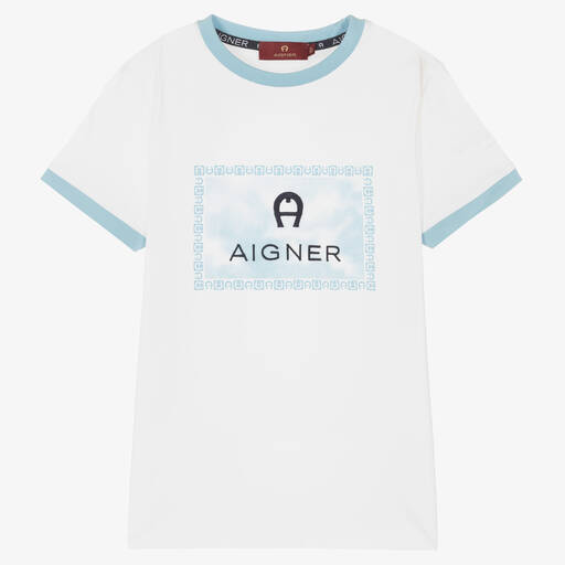 AIGNER-Бело-голубая футболка | Childrensalon Outlet