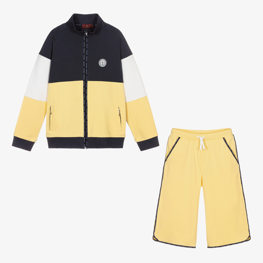 AIGNER-Teen Yellow Cotton Shorts Set | Childrensalon Outlet