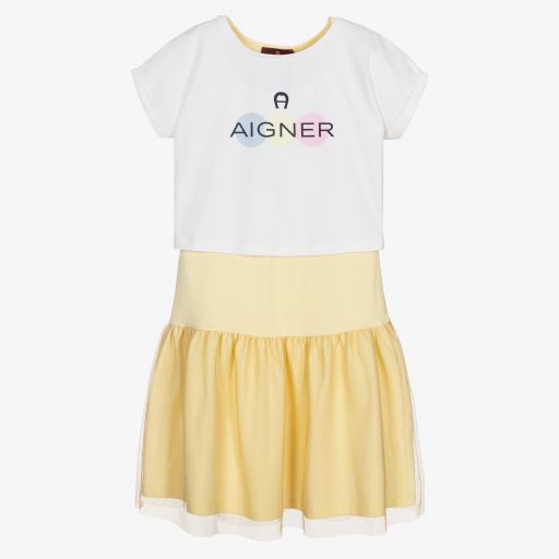 AIGNER-Teen Yellow Logo Dress Set | Childrensalon Outlet