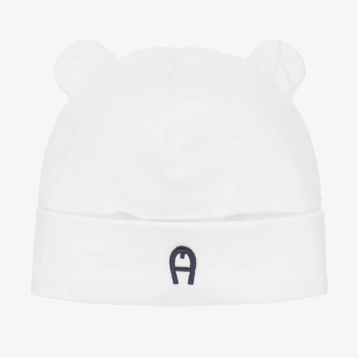 AIGNER-Bonnet blanc en coton Bébé | Childrensalon Outlet