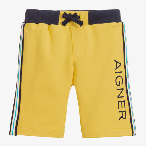 AIGNER-Yellow Cotton Jersey Shorts | Childrensalon Outlet