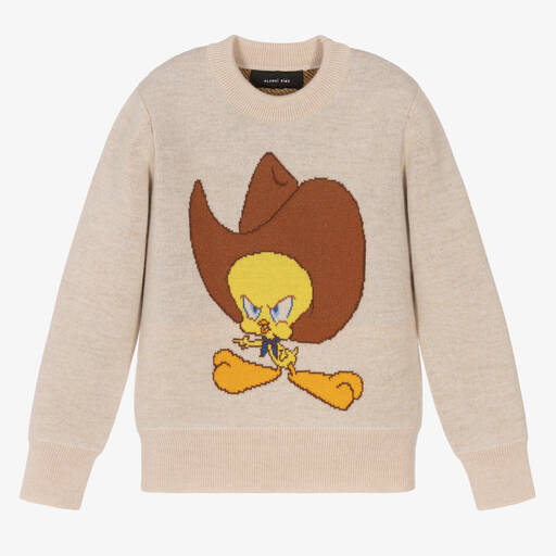 Alanui-Beige Looney Tunes Wool Sweater | Childrensalon Outlet