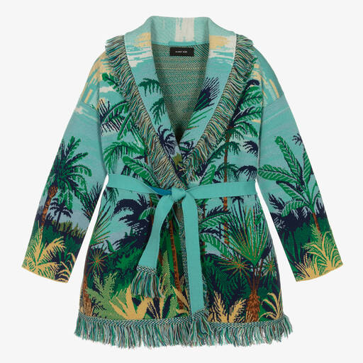 Alanui-Blue & Green Tropical Wool Icon Cardigan | Childrensalon Outlet