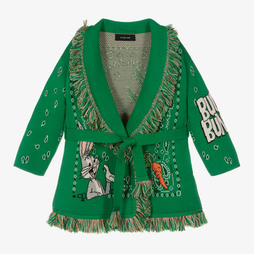 Alanui-Cardigan laine verte blanche Icon | Childrensalon Outlet