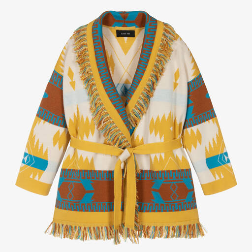 Alanui-Cardigan laine jaune et ivoire Icon | Childrensalon Outlet