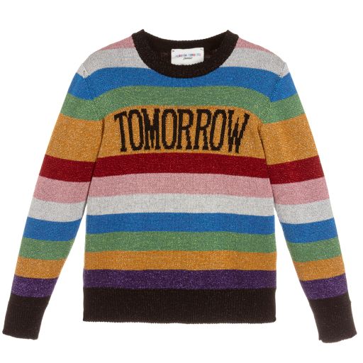 Alberta Ferretti-Girls Glittery Striped Sweater | Childrensalon Outlet