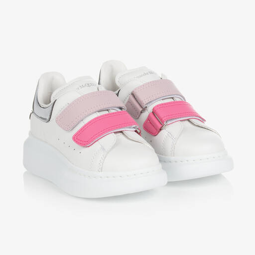 Alexander McQueen-Girls White Leather Oversized Trainers | Childrensalon Outlet