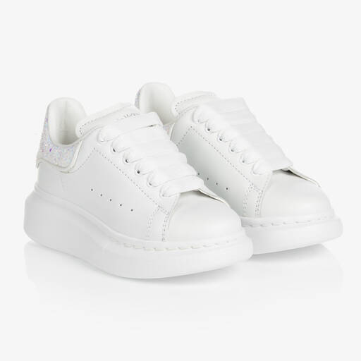 Alexander McQueen-Белые массивные кроссовки с пайетками | Childrensalon Outlet