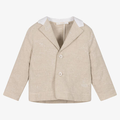 Alviero Martini-Baby Boys Beige Geo Map Blazer | Childrensalon Outlet