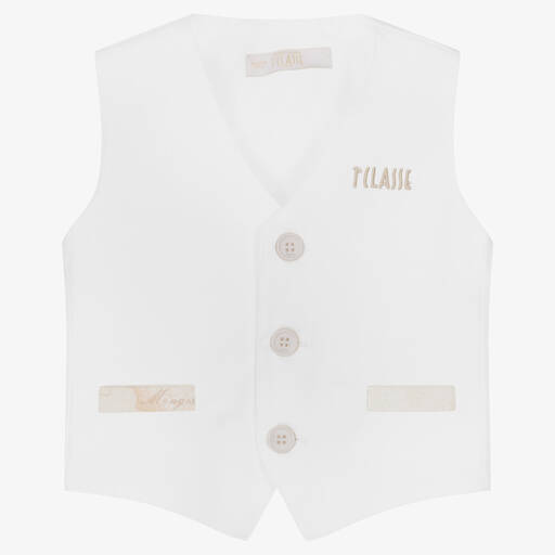 Alviero Martini-Baby Boys White Logo Waistcoat | Childrensalon Outlet