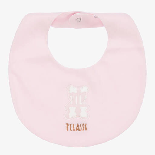 Alviero Martini-Baby Girls Pink Teddy Logo Bib | Childrensalon Outlet
