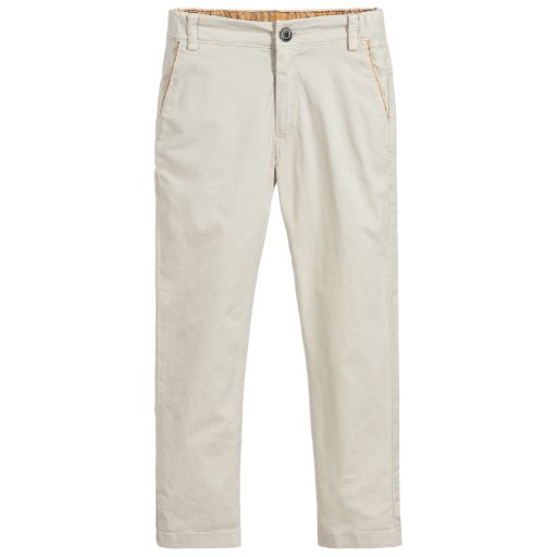 Alviero Martini-Beige Cotton Geo Map Trousers | Childrensalon Outlet