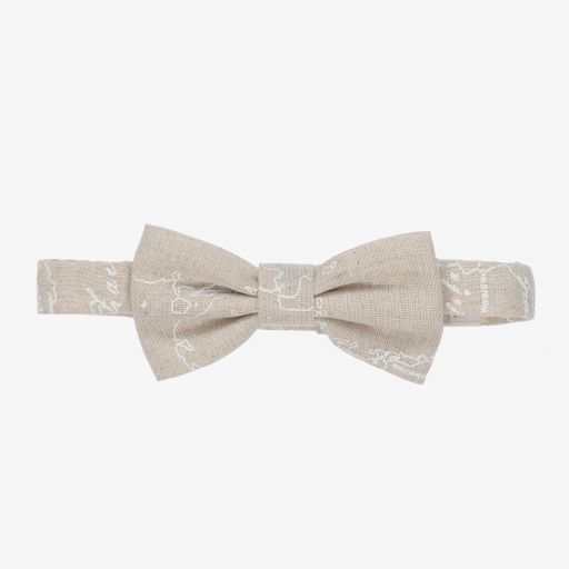 Alviero Martini-Beige Geo Map Bow Tie (8cm) | Childrensalon Outlet