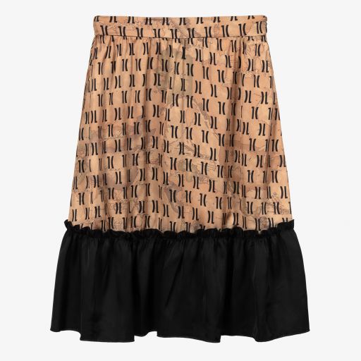Alviero Martini-Beige Geo Map Print Maxi Skirt | Childrensalon Outlet