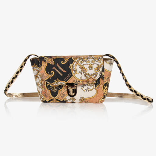 Alviero Martini-Black & Beige Tile Print Shoulder Bag (23cm) | Childrensalon Outlet