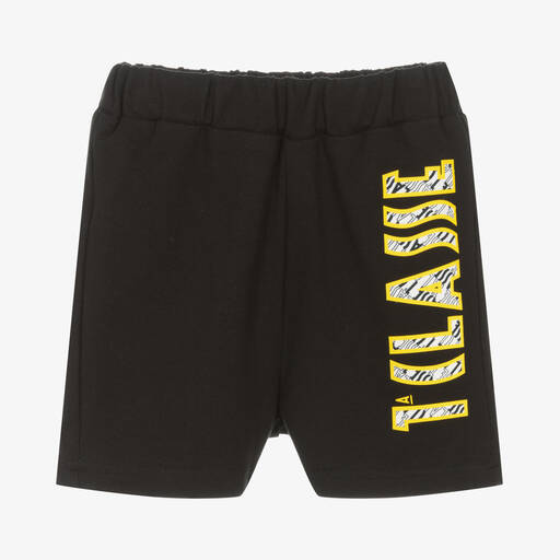 Alviero Martini-Black Cotton Logo Shorts | Childrensalon Outlet