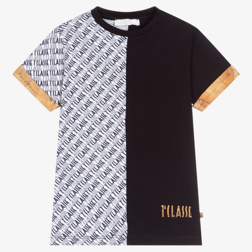 Alviero Martini-Blue & Beige Geo Map T-Shirt | Childrensalon Outlet