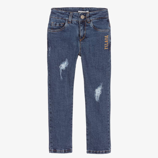 Alviero Martini-Blue Distressed Logo Jeans | Childrensalon Outlet