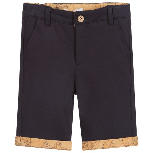 Alviero Martini-Blue Geo Map Jersey Shorts | Childrensalon Outlet