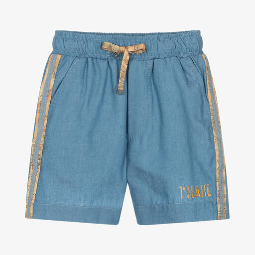 Alviero Martini-Blue Geo Map Logo Shorts | Childrensalon Outlet