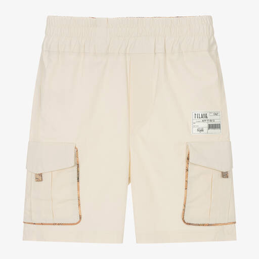 Alviero Martini-Boys Beige Cotton Cargo Geo Shorts | Childrensalon Outlet