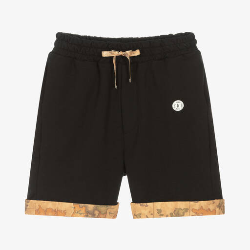 Alviero Martini-Boys Black Geo Print Cotton Shorts  | Childrensalon Outlet