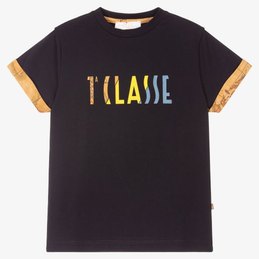 Alviero Martini-Boys Blue Geo Map T-Shirt | Childrensalon Outlet