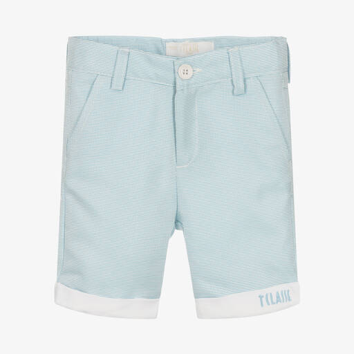 Alviero Martini-Boys Blue & White Gingham Shorts  | Childrensalon Outlet