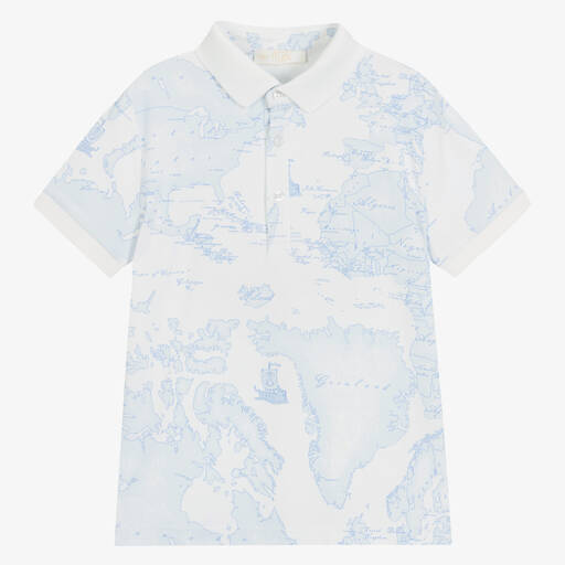 Alviero Martini-Hellblaues Poloshirt mit Landkarte | Childrensalon Outlet