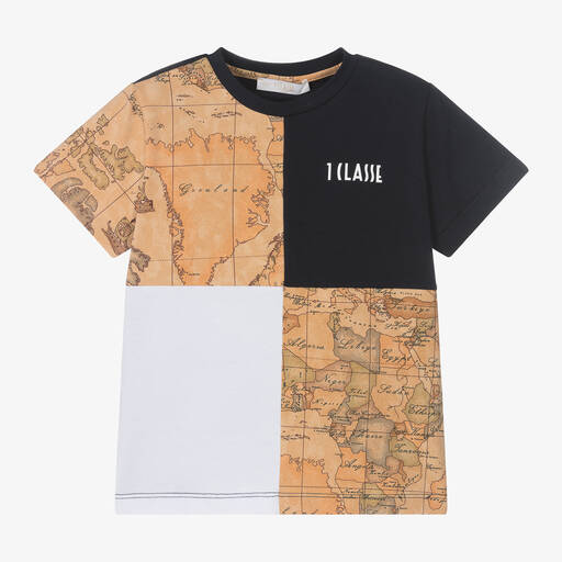 Alviero Martini-Boys Navy Blue Cotton Geo Map T-Shirt | Childrensalon Outlet