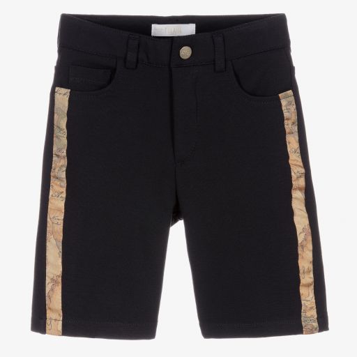 Alviero Martini-Boys Navy Blue Geo Map Shorts | Childrensalon Outlet
