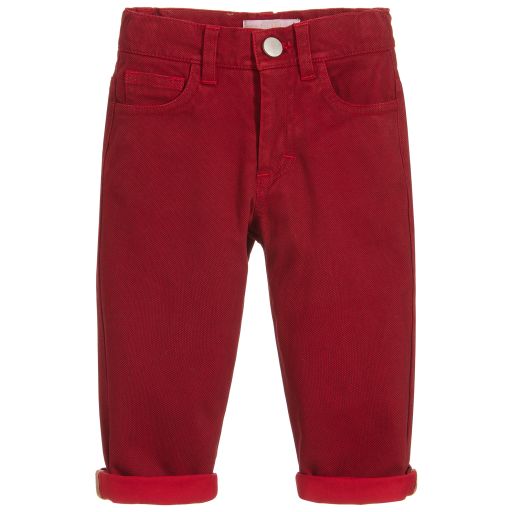 Alviero Martini-Boys Red Cotton Trousers | Childrensalon Outlet