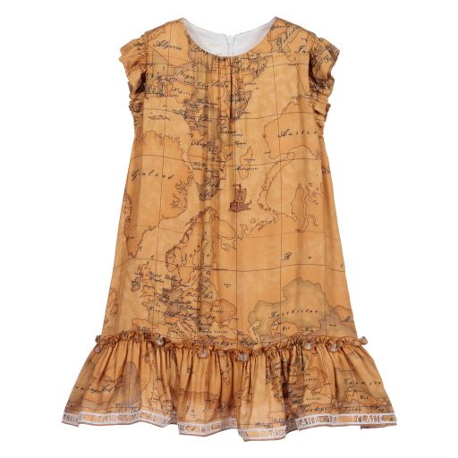 Alviero Martini-Dark Beige Geo Map Dress | Childrensalon Outlet