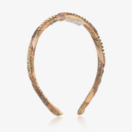 Alviero Martini-Girls Beige Geo Map Hairband | Childrensalon Outlet