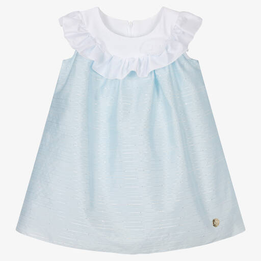 Alviero Martini-Girls Blue Silver Striped Dress | Childrensalon Outlet