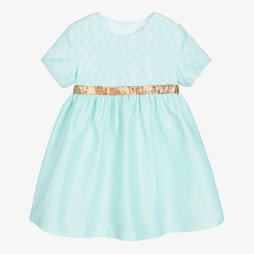 Alviero Martini-Girls Green Geo Map Dress  | Childrensalon Outlet