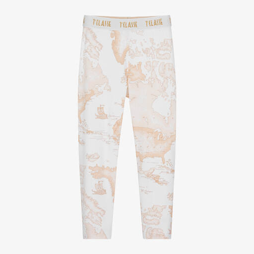 Alviero Martini-Girls Ivory Cotton Geo Leggings | Childrensalon Outlet