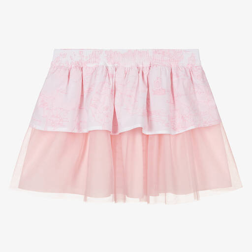 Alviero Martini-Girls Pink Cotton Geo Map Skirt | Childrensalon Outlet