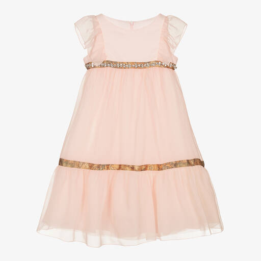 Alviero Martini-Rosa Landkarten-Glitzergürtel-Kleid | Childrensalon Outlet