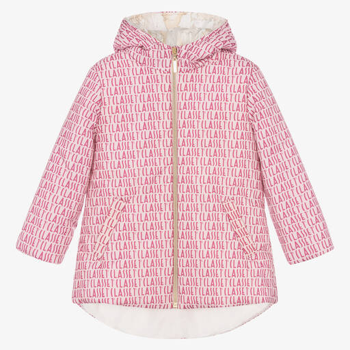 Alviero Martini-Girls Pink Padded Logo Coat | Childrensalon Outlet