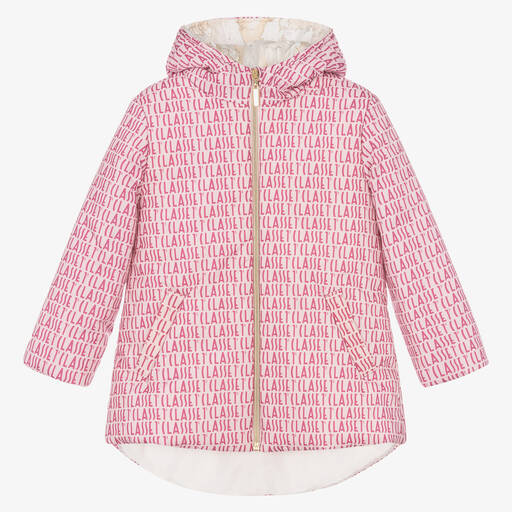 Alviero Martini-Girls Pink Padded Logo Coat | Childrensalon Outlet