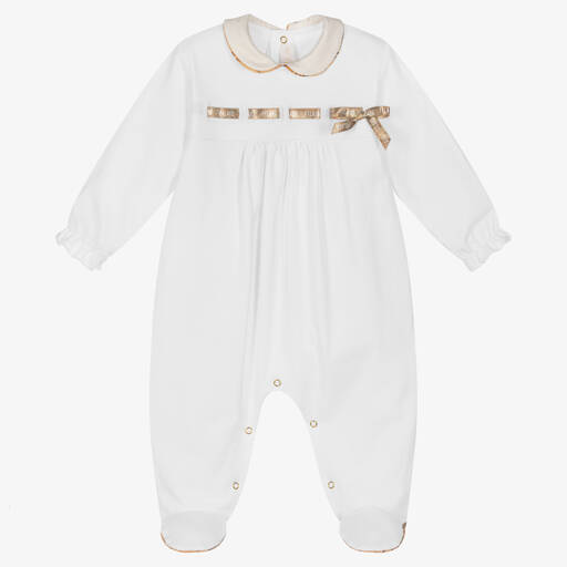 Alviero Martini-Girls White Cotton Geo Babygrow | Childrensalon Outlet