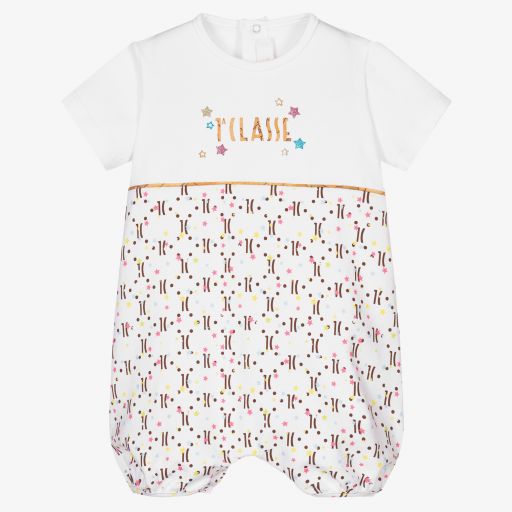 Alviero Martini-Girls White Cotton Shortie | Childrensalon Outlet