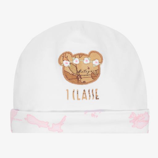 Alviero Martini-Bonnet blanc Ours/Carte géo Fille | Childrensalon Outlet