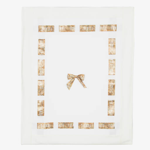 Alviero Martini-Girls White & Gold Satin Blanket | Childrensalon Outlet