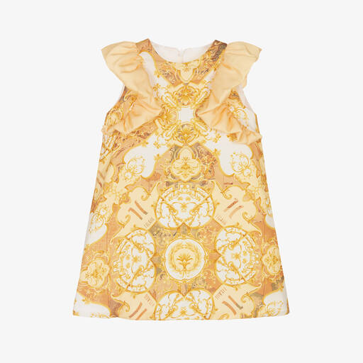 Alviero Martini-Girls Yellow & Gold A-Line Logo Dress | Childrensalon Outlet
