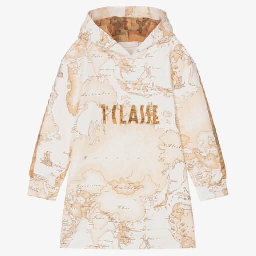 Alviero Martini-Ivory & Beige Geo Map Dress | Childrensalon Outlet