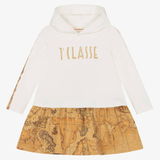 Alviero Martini-Ivory & Beige Geo Map Dress | Childrensalon Outlet