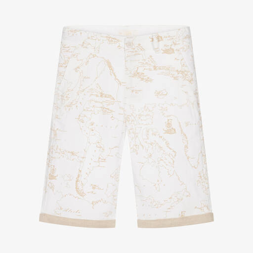 Alviero Martini-Teen Beige Geo Map Shorts | Childrensalon Outlet